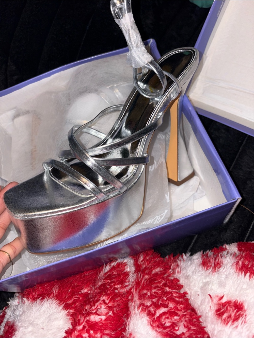 Liliana Silver Metallic Strappy Platform Sandals
